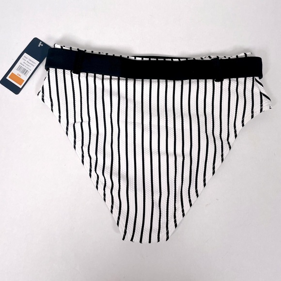 High Waisted Swim Bottoms Size Small Black and White Stripes Belted - Picture 4 of 4